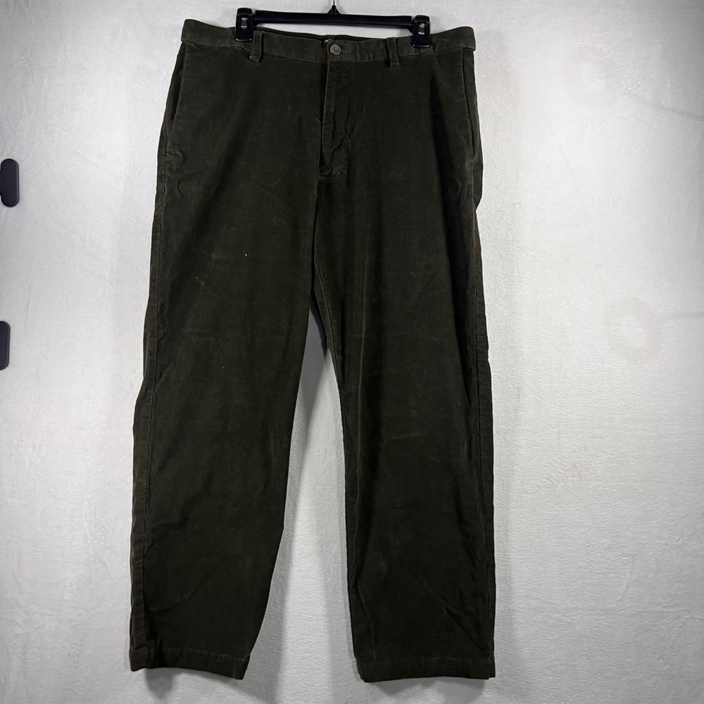 Haggar Classic Fit Premium Stretch Corduroy‎ Pants Olive Green Mens Size 36